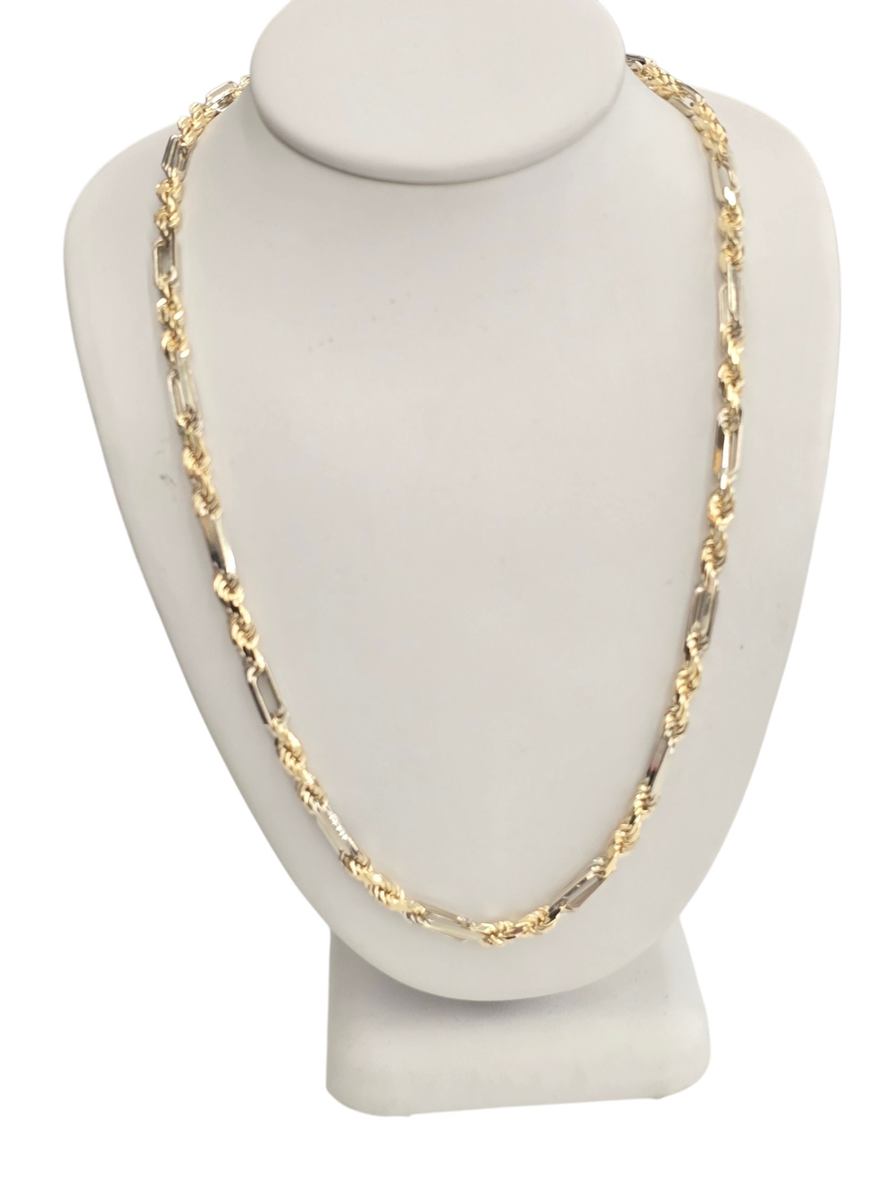 14k Real Gold Solid Two Tone Figarope Chain 3.5mm 24 Inches